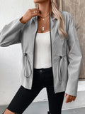 Ivy Lane Drawstring Zip Up Hooded Jacket 