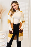 Woven Right Color Block Dropped Shoulder Cardigan 