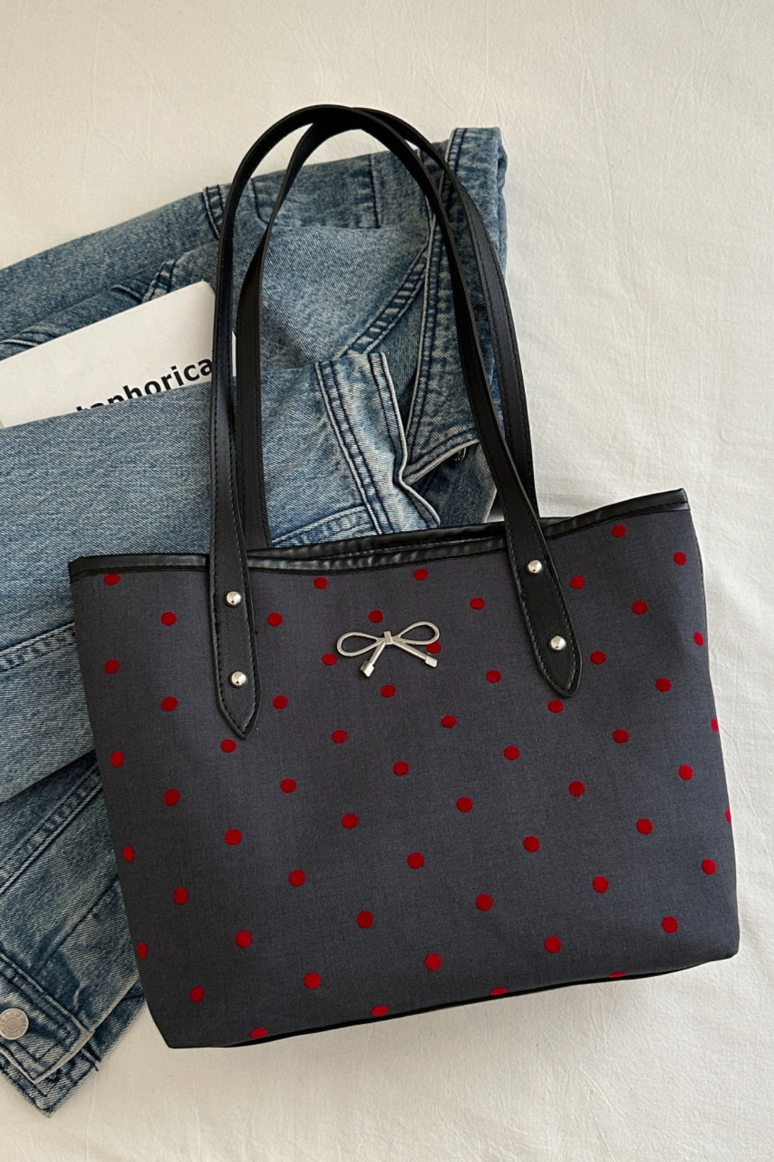 Bow Trim Polyester Tote Bag 