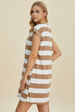 Basic Bae Full Size Striped Round Neck Cap Sleeve Mini Dress 