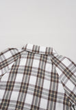Full Size Plaid Collared Neck Balloon Sleeve Mini Shirt Dress 