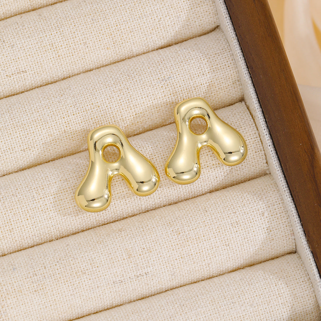 18K Gold-Plated Bubble Letter Stud Earrings 