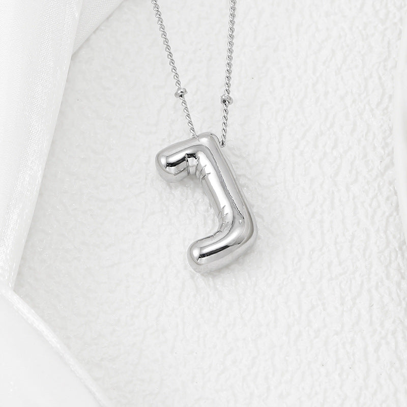 Copper Bubble Letter Pendant Necklace 
