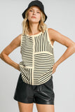Umgee Round Neck Texture Striped Tank 