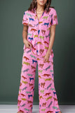 Animal Button Up Top and Pants Lounge Set Lingerie & Nightwear