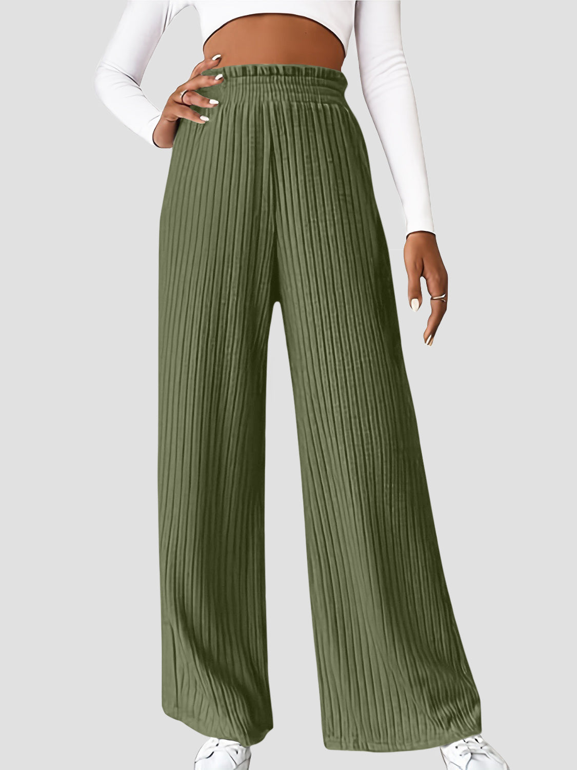 Ribbed High Waist Pants Flares