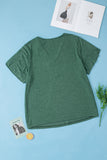 Plus Size V-Neck Petal Sleeve Blouse 