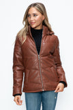 How Dare U Pocketed Zip Up Puffer Jacket with Removable Hood 