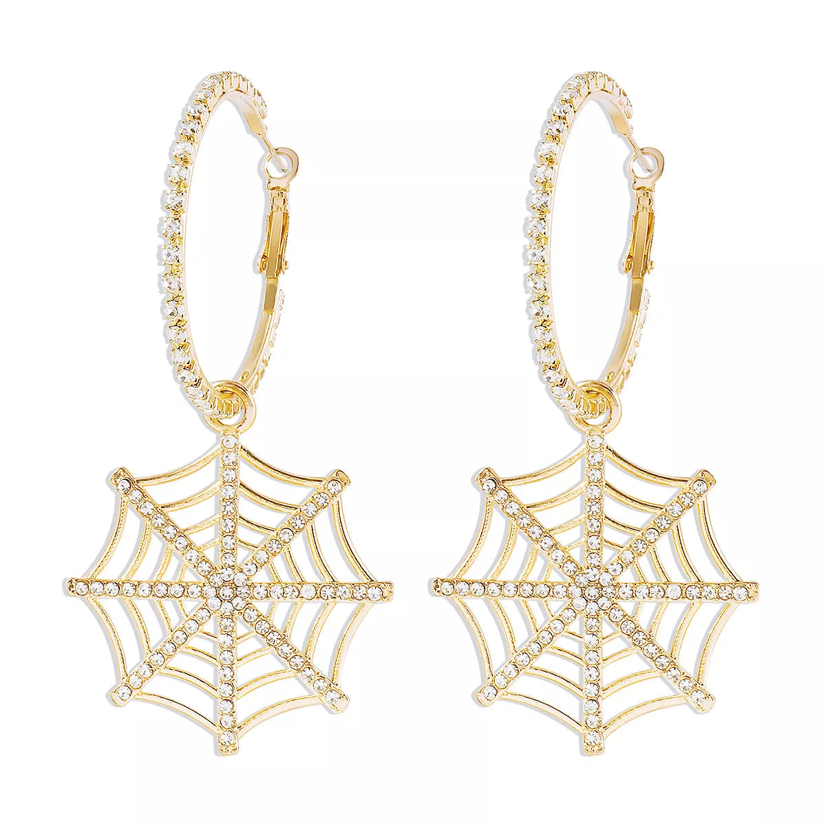 Halloween Spider Web Dangle Hoop Earrings 