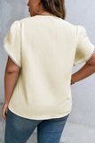 Plus Size V-Neck Petal Sleeve Blouse 