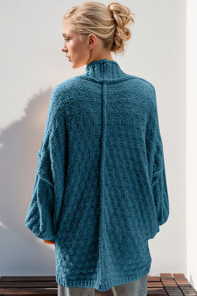 Double Take Full Size Open Front Long Sleeve Cardigan 