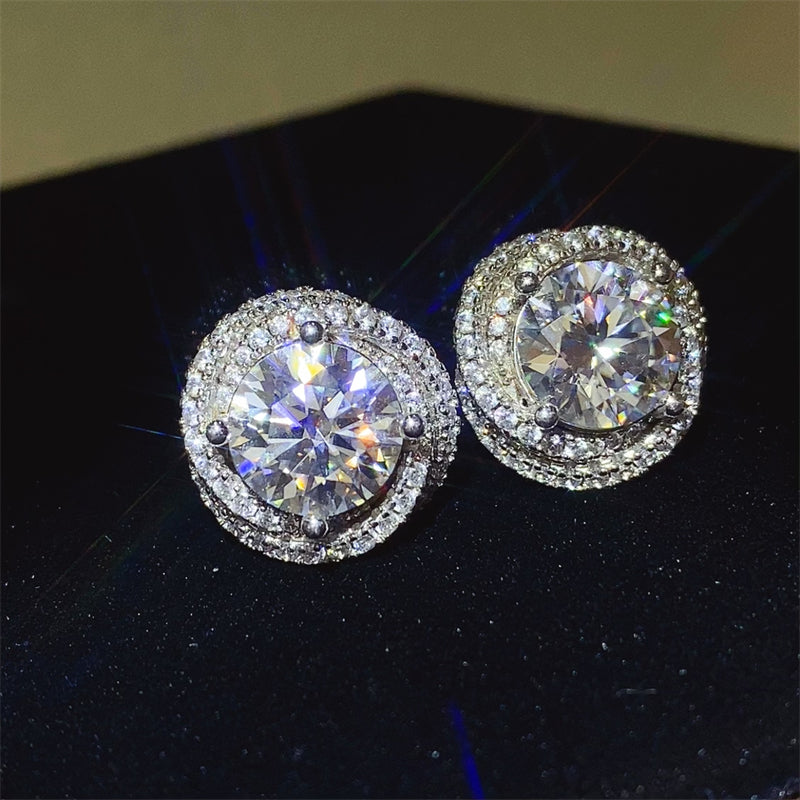 6 Carat Moissanite 925 Sterling Silver Earrings 