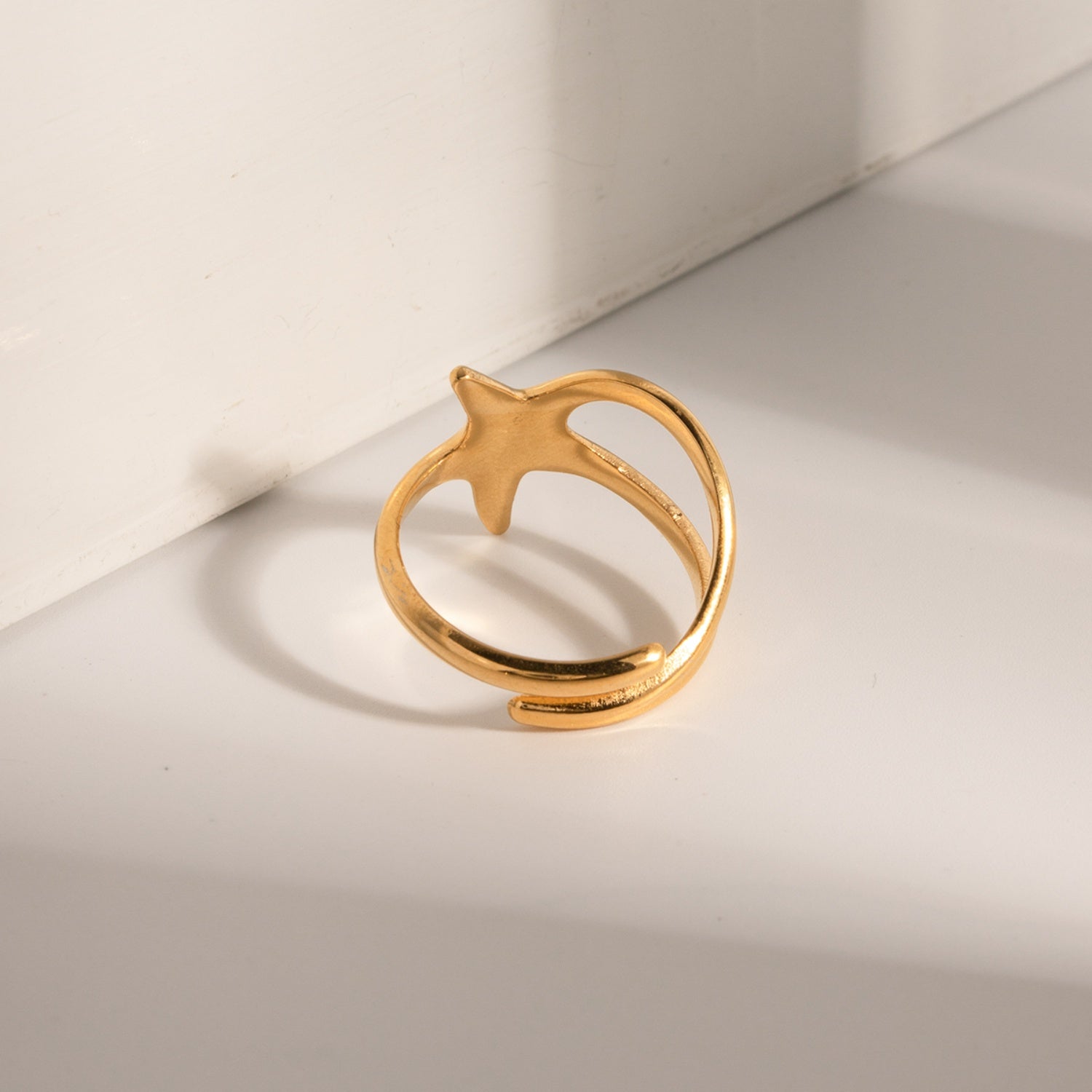 Gold-Plated Stainless Steel Star Ring 