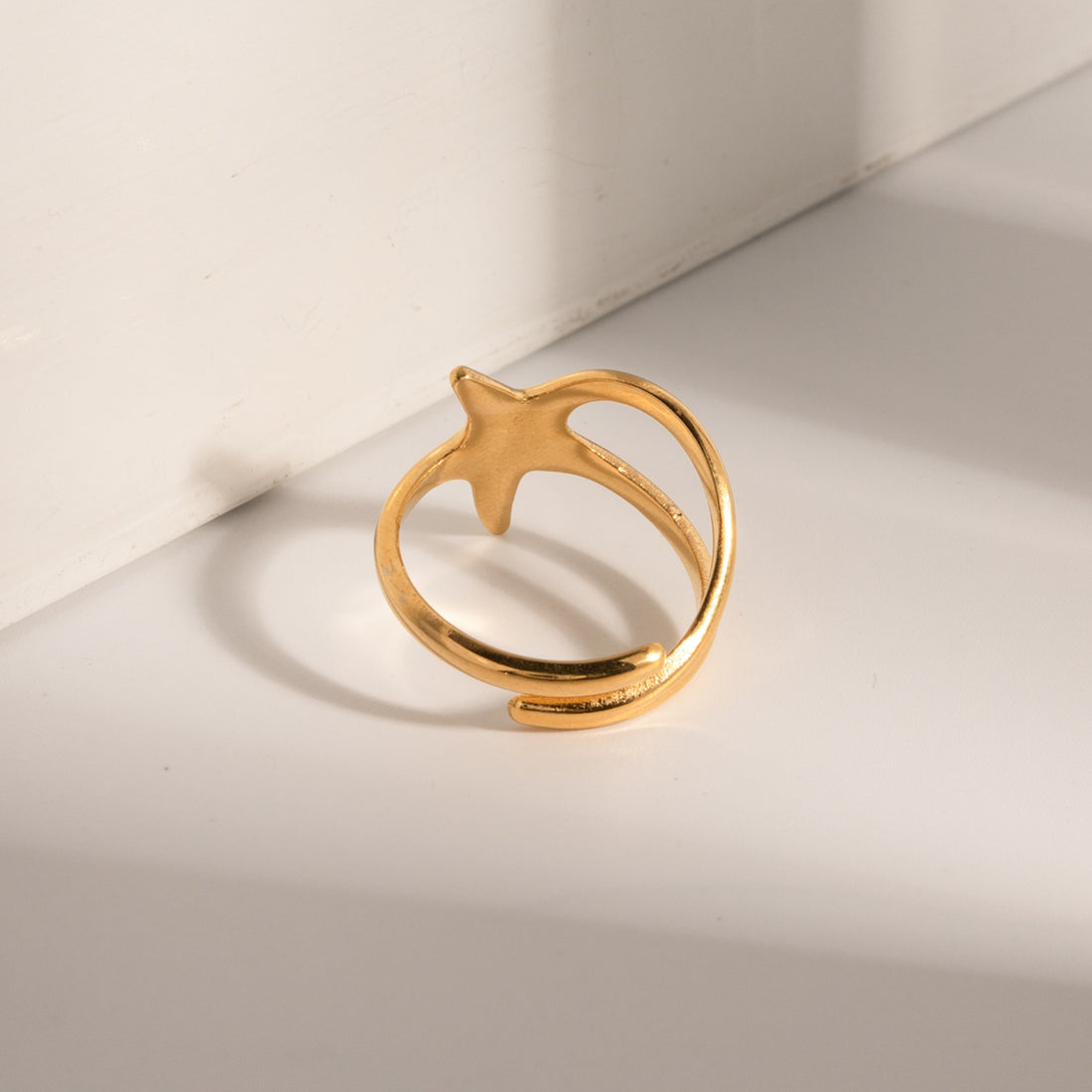 Gold-Plated Stainless Steel Star Ring 