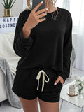 Round Neck Raglan Sleeve Top and Shorts Lounge Set Lingerie & Nightwear
