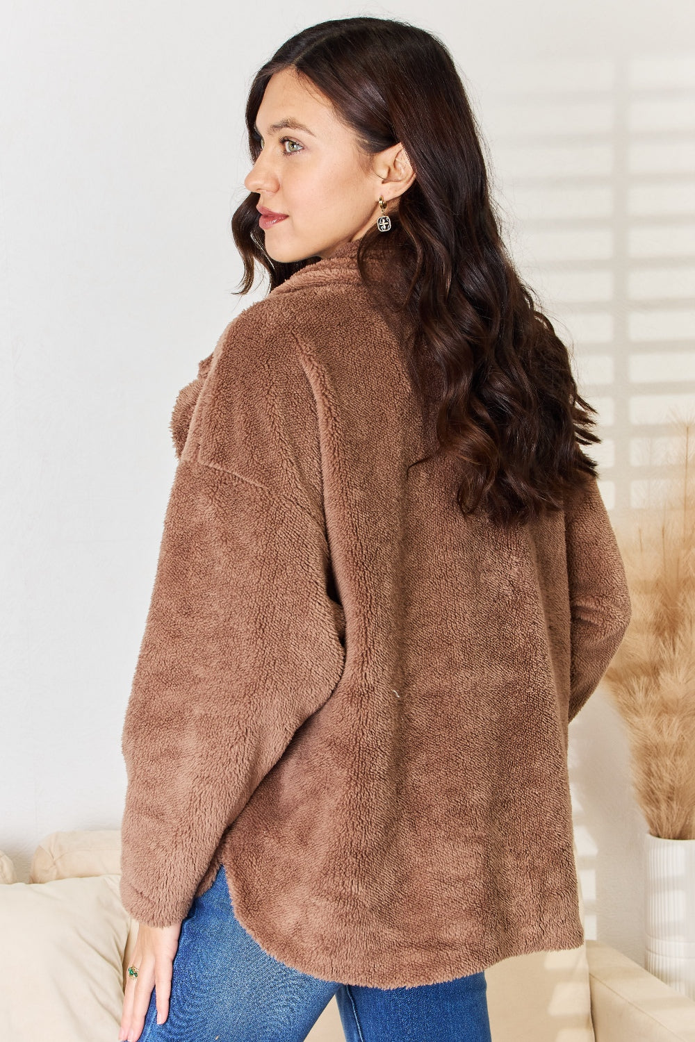 Culture Code Double Breasted Fuzzy Coat 