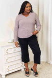 Double Take Drawstring Ribbed Long Sleeve T-Shirt 