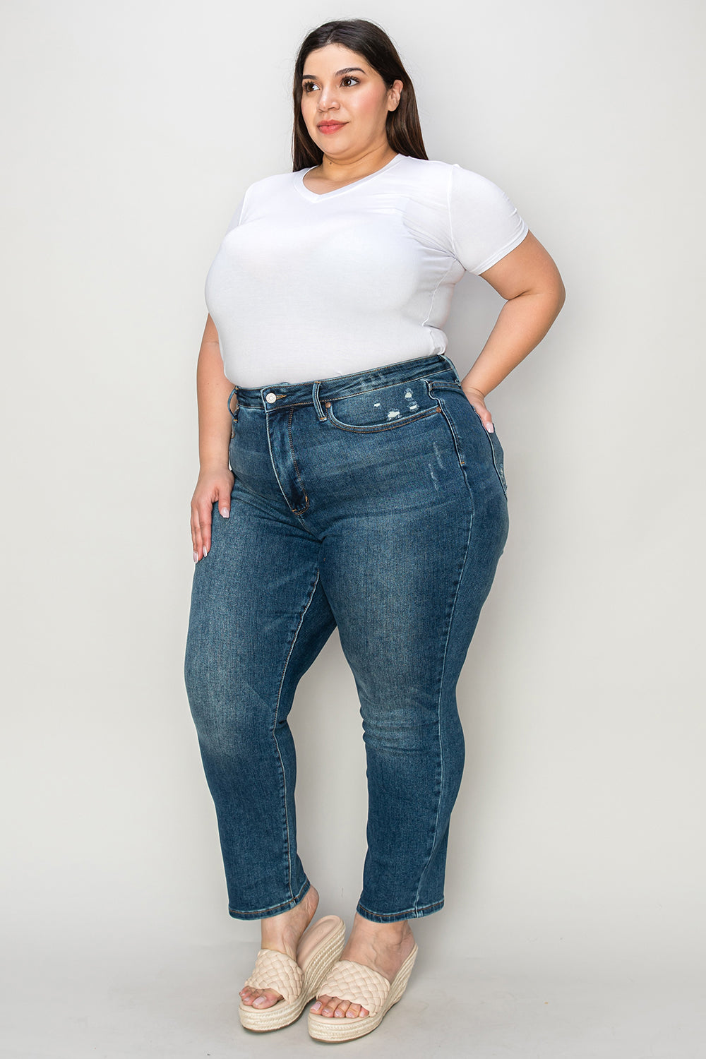 Judy Blue Full Size Tummy Control High Waist Slim Jeans 