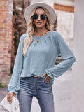 Mandy Long Flounce Sleeve Round Neck Blouse 