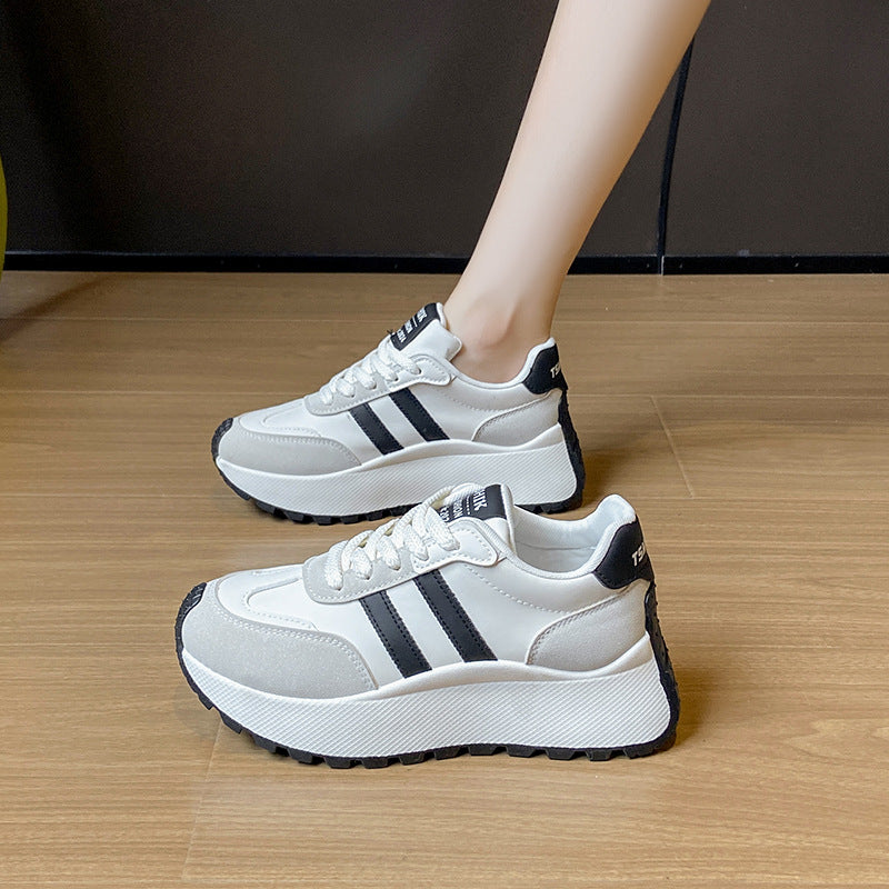 Side Striped Lace Up Platform Athletic Sneakers 