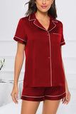 Printed Button Up Short Sleeve Top and Shorts Lounge Set Lingerie & Nightwear