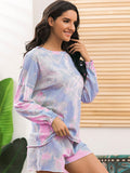 Ivy Lane Tie-Dye Long Sleeve Top and Shorts Lounge Set 