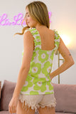 BiBi Floral Waffle Ruffled Tank 