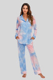 Collared Neck Long Sleeve Loungewear Set with Pockets Lingerie & Nightwear