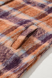 Plus Size Plaid Collared Neck Long Sleeve Jacket 