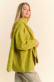Davi & Dani V-Neck Dropped Shoulder Sweater with Scarf 