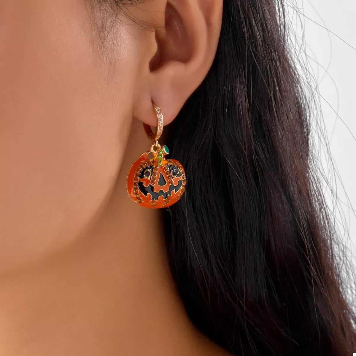 Halloween Pumpkin Drop Earrings 