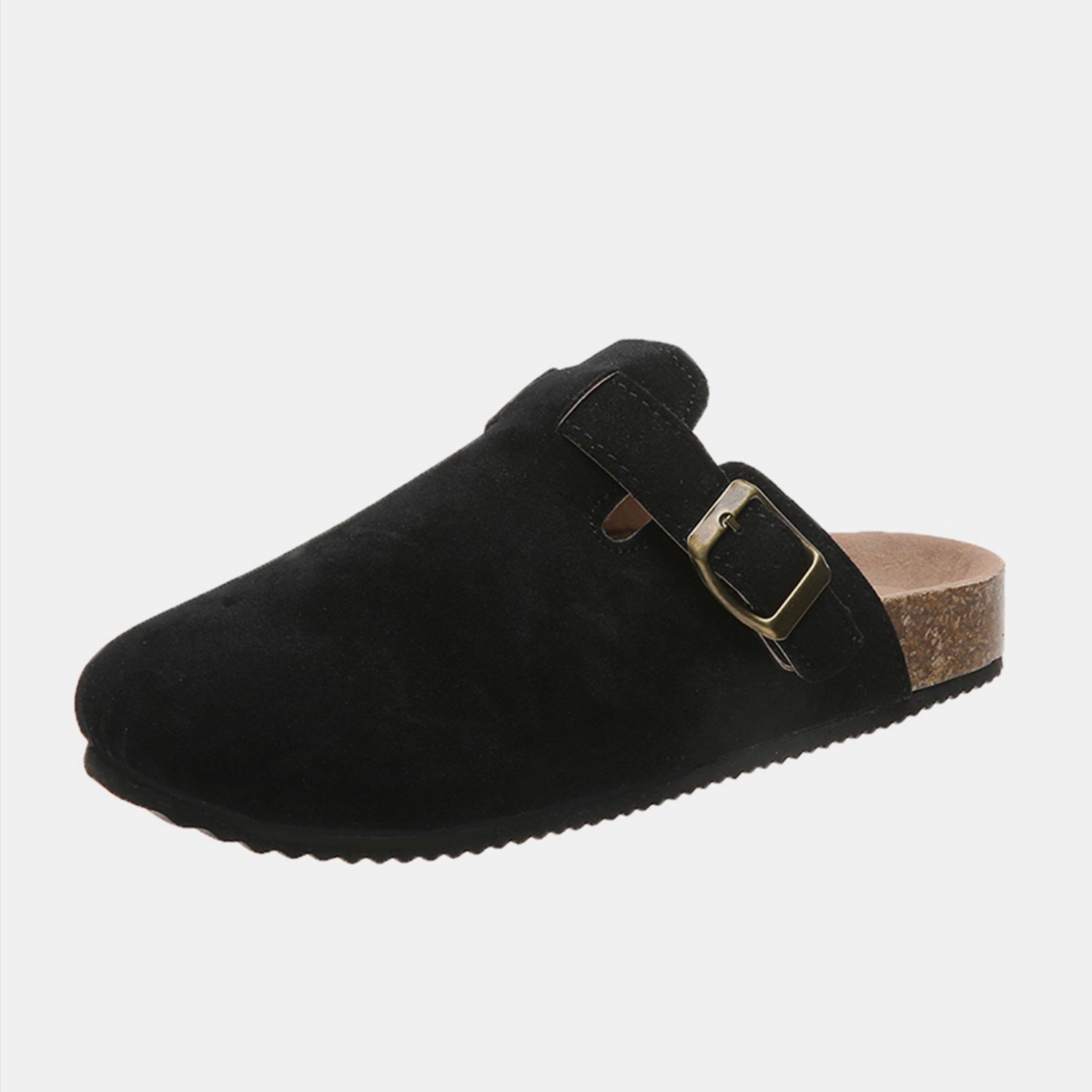 Suede Closed Toe Buckle Slide 