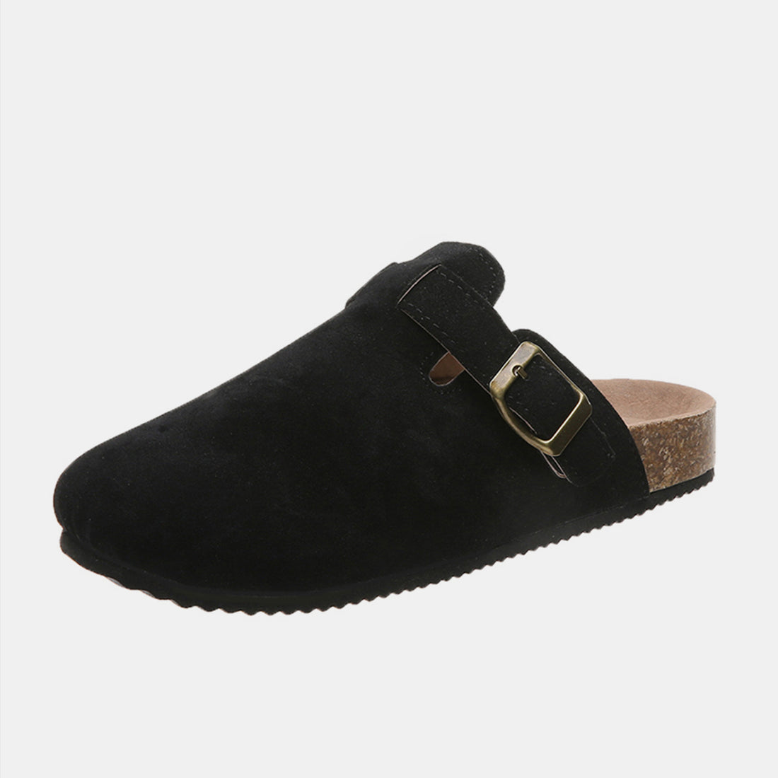 Suede Closed Toe Buckle Slide 