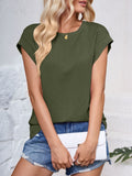 Lovelet Textured Round Neck Cap Sleeve Blouse 