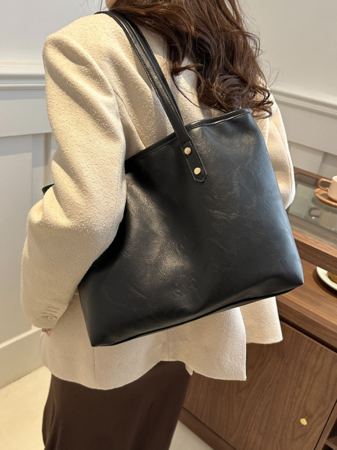 PU Leather Medium Shoulder Bag 