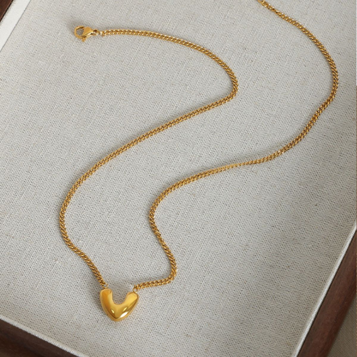 Gold-Plated Heart Pendant Necklace 
