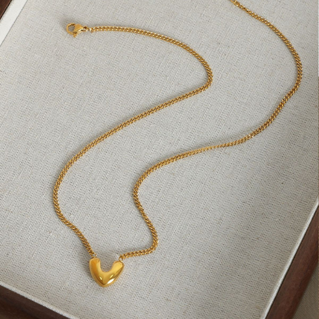 Gold-Plated Heart Pendant Necklace 