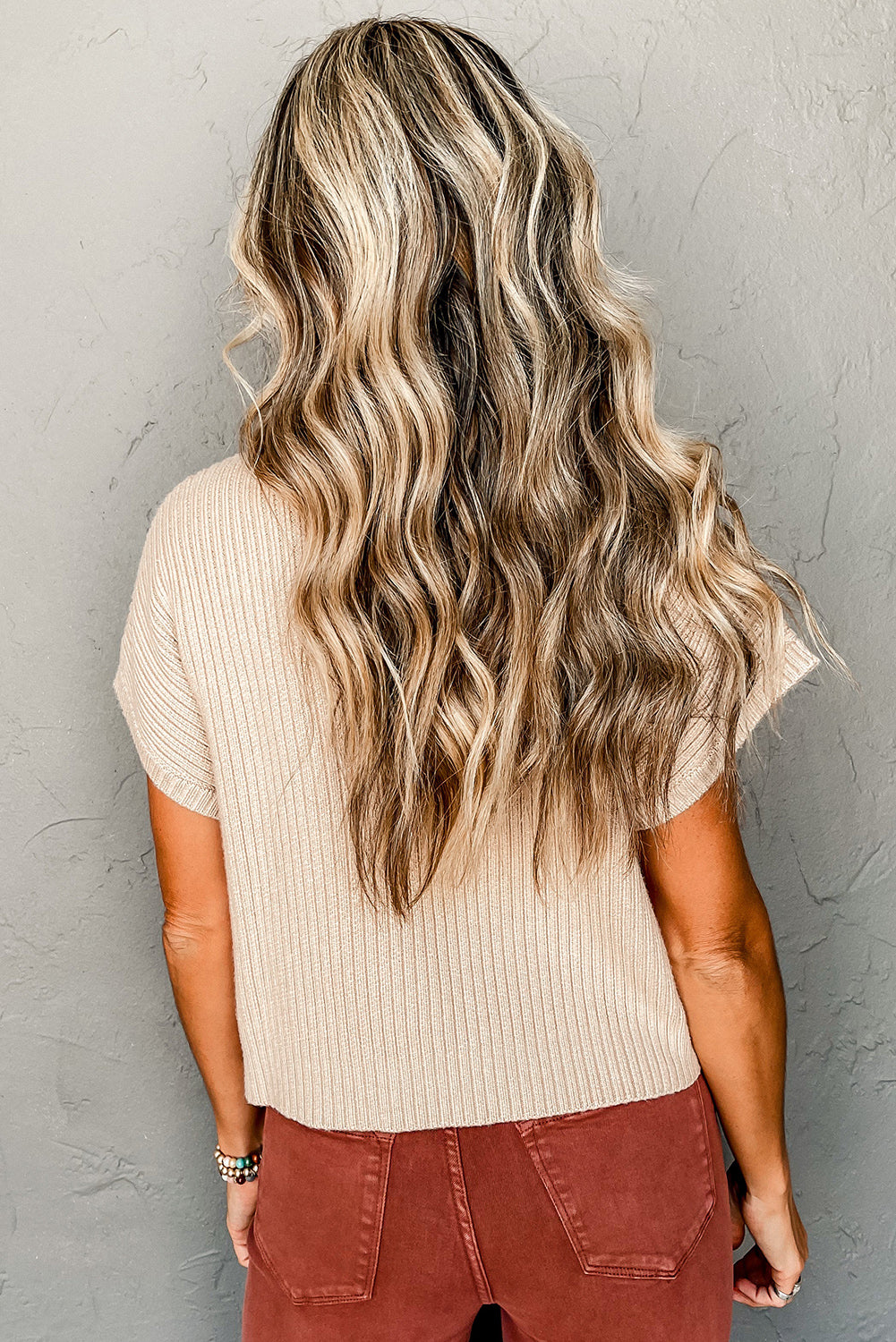 Black Patch Pocket Ribbed Knit Short Sleeve Sweater Sweaters & Cardigans/Short Sleeve Sweaters