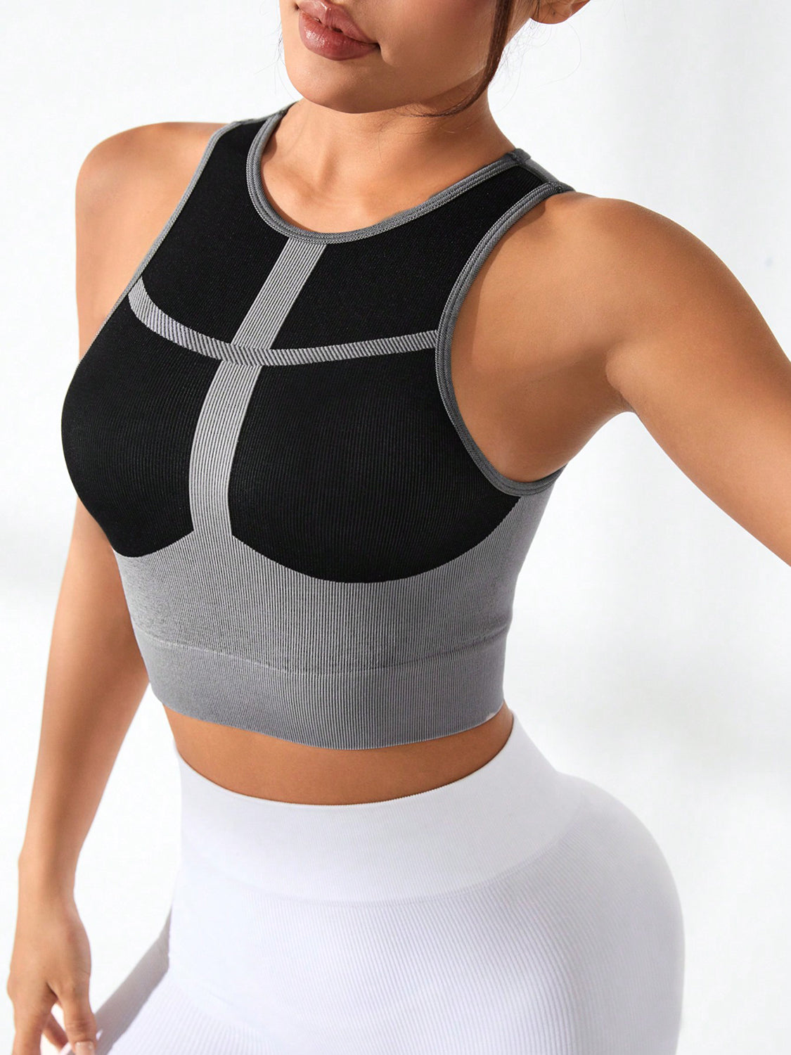 Color Block Round Neck Active Tank 