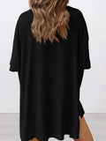 Full Size Oversized Slit Round Neck Top and Shorts Lounge Set Plus Size Lingerie & Nightwear