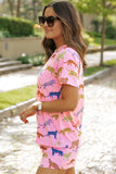 Animal Round Neck Top and Shorts Lounge Set Lingerie & Nightwear