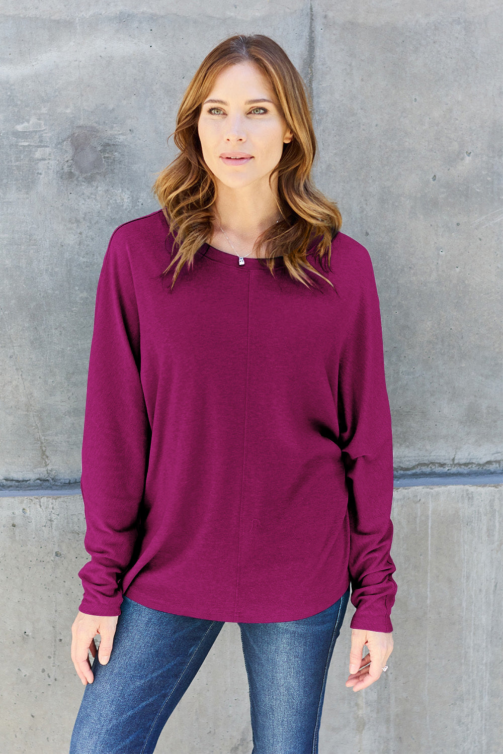 Double Take Full Size Round Neck Long Sleeve T-Shirt 