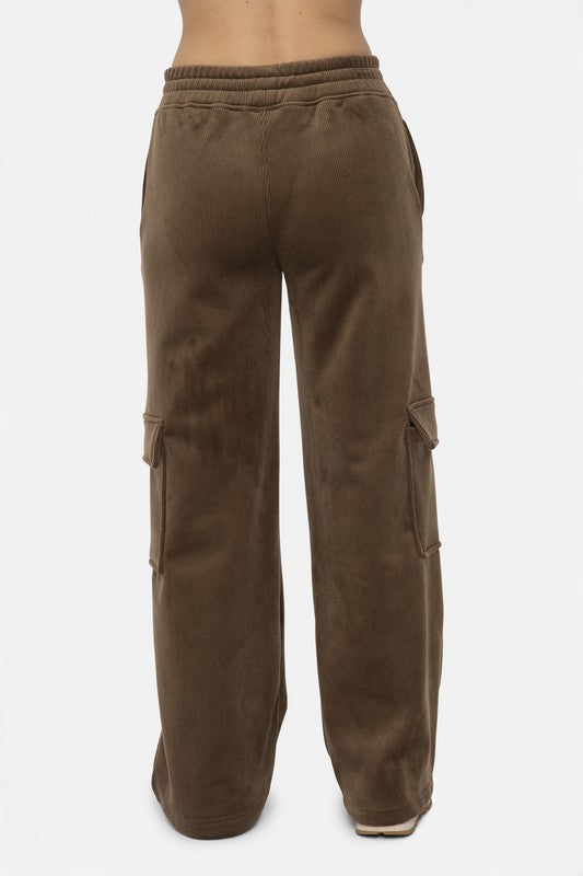 Mono B Elastic Waist Corduroy Cargo Pants 