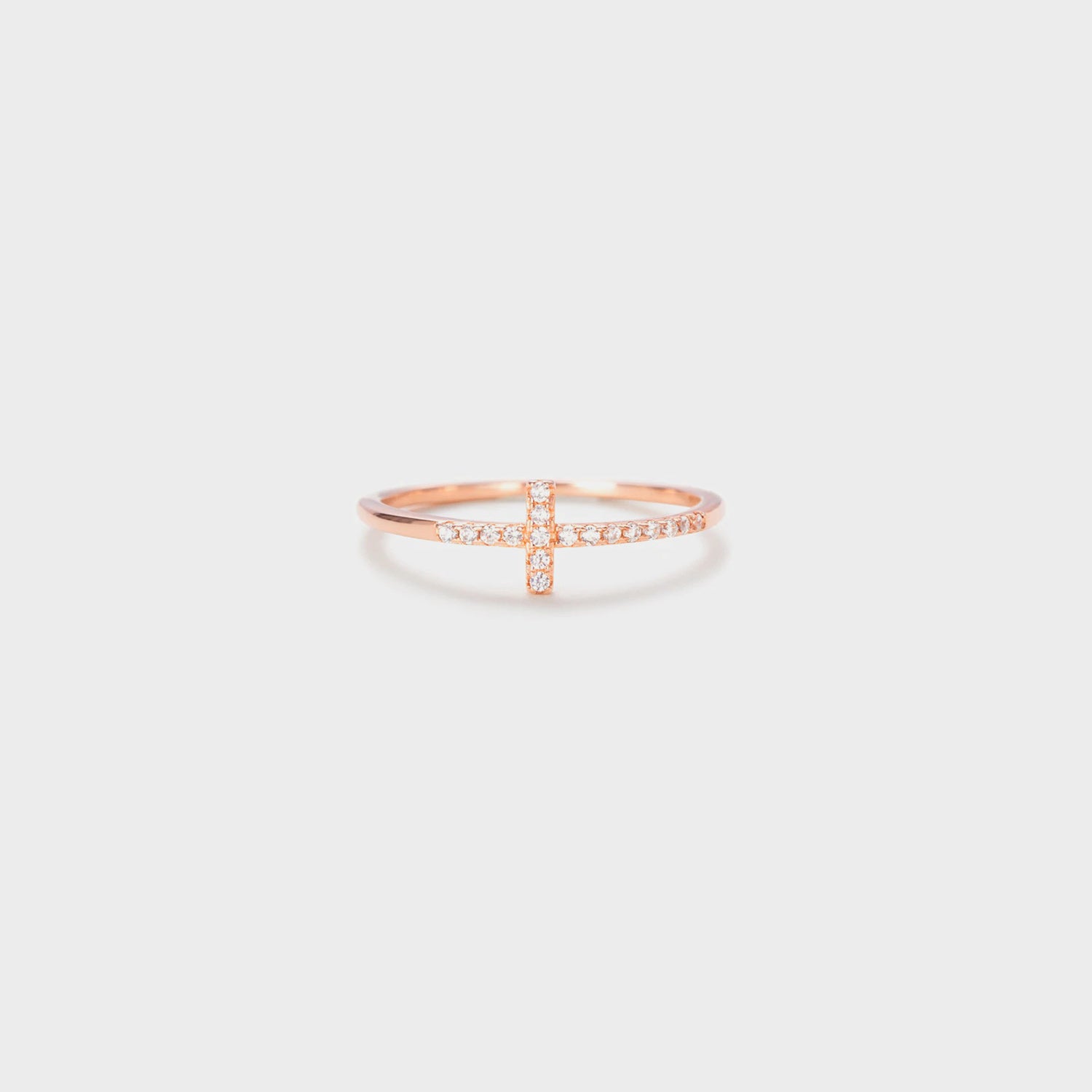 Cross Inlaid Zircon 925 Sterling Silver Ring 