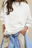 Side Slit Round Neck Long Sleeve Sweatshirt 