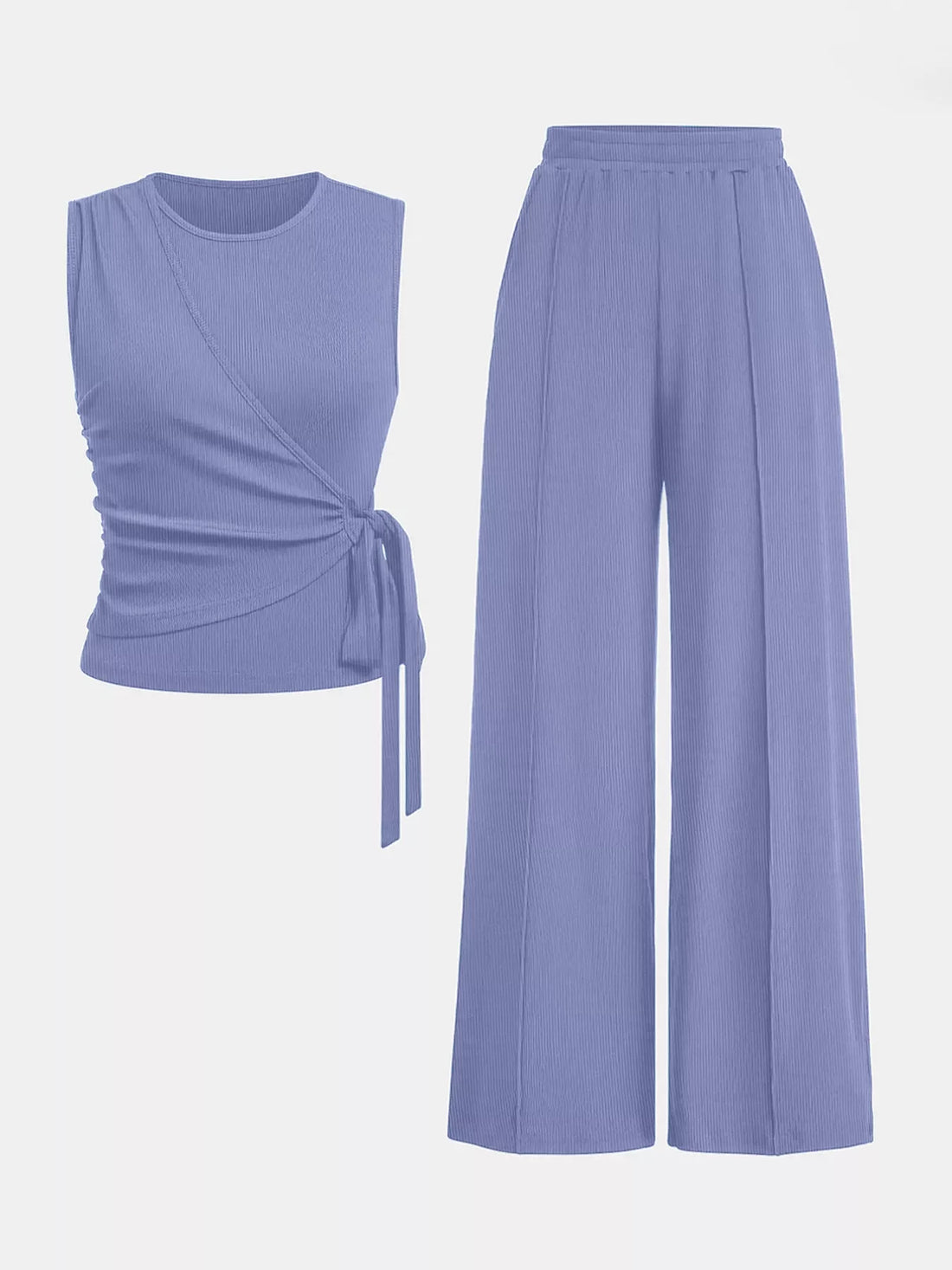 Side Tie Round Neck Tank and Pants Set Two Piece Dresses