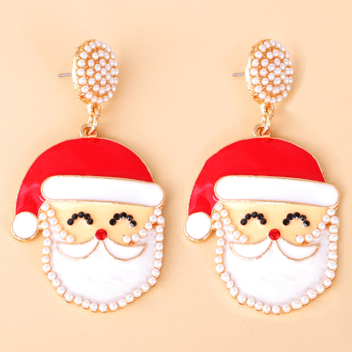 Rhinestone Alloy Santa Earrings 