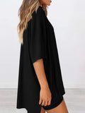 Full Size Oversized Slit Round Neck Top and Shorts Lounge Set Plus Size Lingerie & Nightwear