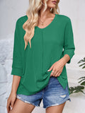 Lovelet Textured Round Neck Three-Quarter Sleeve Blouse 