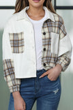 Corduroy Plaid Button Up Drop Shoulder Shacket 